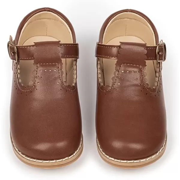 Meckior Toddler Little Girl Mary Jane Dress Shoes Ballet Flats for Girl Party School Shoes Bowknot Princess ShoesD23Brown