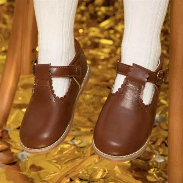 Meckior Toddler Little Girl Mary Jane Dress Shoes Ballet Flats for Girl Party School Shoes Bowknot Princess ShoesD23Brown