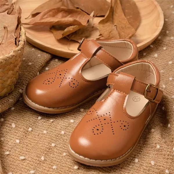 Meckior Toddler Little Girl Mary Jane Dress Shoes Ballet Flats for Girl Party School Shoes Bowknot Princess ShoesD25Little Brown