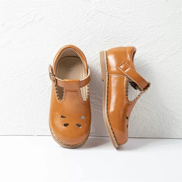 Meckior Toddler Little Girl Mary Jane Dress Shoes Ballet Flats for Girl Party School Shoes Bowknot Princess ShoesD28Deep Brown
