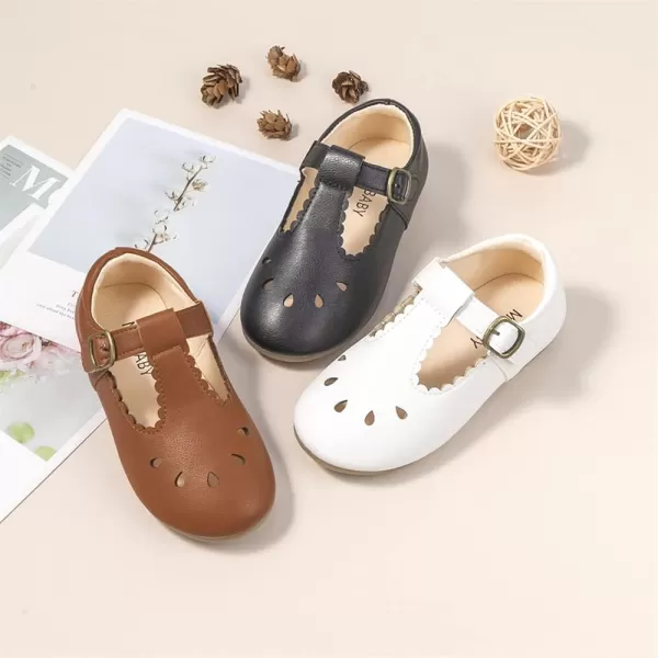 Meckior Toddler Little Girl Mary Jane Dress Shoes Ballet Flats for Girl Party School Shoes Bowknot Princess ShoesDBlack