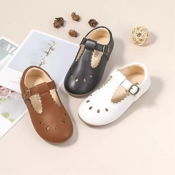 Meckior Toddler Little Girl Mary Jane Dress Shoes Ballet Flats for Girl Party School Shoes Bowknot Princess ShoesDBrown