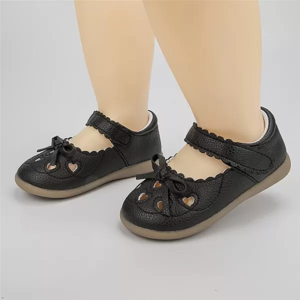 Meckior Toddler Little Girl Mary Jane Dress Shoes Ballet Flats for Girl Party School Shoes Bowknot Princess ShoesZ20Black