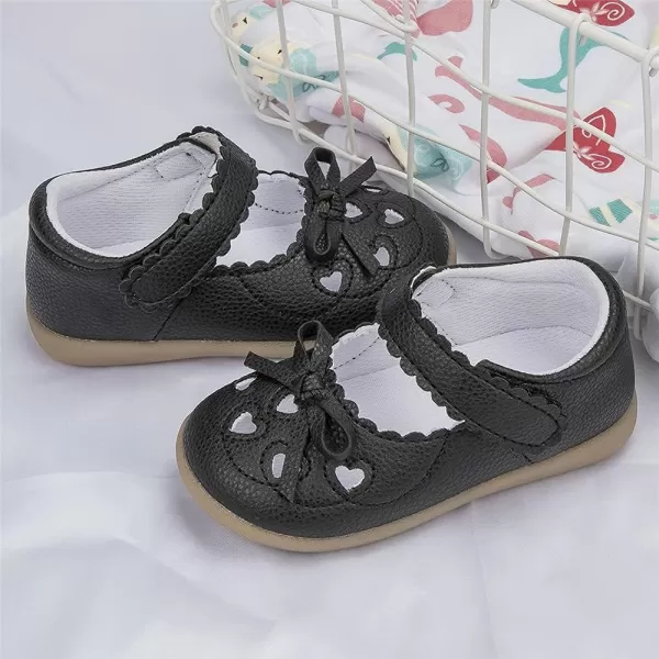 Meckior Toddler Little Girl Mary Jane Dress Shoes Ballet Flats for Girl Party School Shoes Bowknot Princess ShoesZ20Black