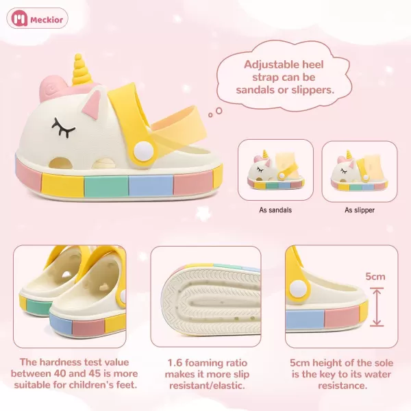 Meckior Toddler Little Girls Boys Clogs Cute Cartoon Garden Water Sandals Lightweight Slipon Slides Slippers Children Kids Indoor Outdoor Summer Pool Beach ShoesToddlerLittle KidAUnicorn Beige