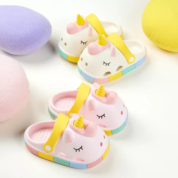 Meckior Toddler Little Girls Boys Clogs Cute Cartoon Garden Water Sandals Lightweight Slipon Slides Slippers Children Kids Indoor Outdoor Summer Pool Beach ShoesToddlerLittle KidAUnicorn Pink