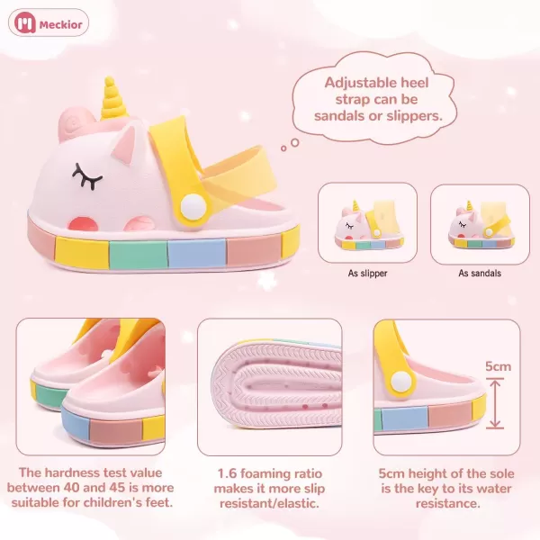 Meckior Toddler Little Girls Boys Clogs Cute Cartoon Garden Water Sandals Lightweight Slipon Slides Slippers Children Kids Indoor Outdoor Summer Pool Beach ShoesToddlerLittle KidAUnicorn Pink