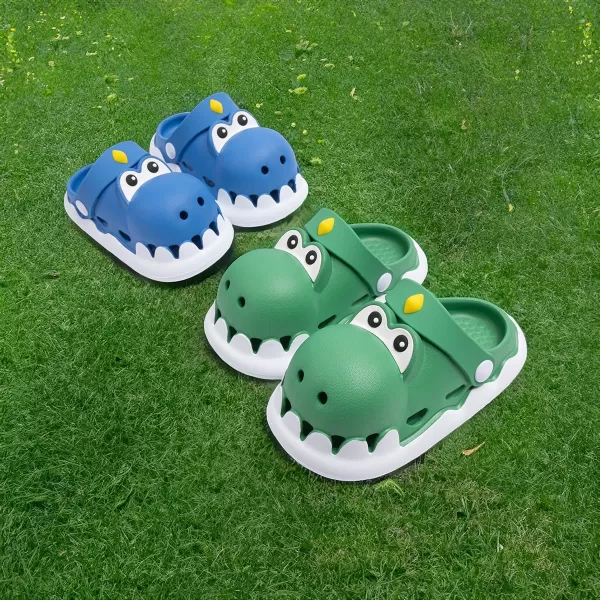 Meckior Toddler Little Girls Boys Clogs Cute Cartoon Garden Water Sandals Lightweight Slipon Slides Slippers Children Kids Indoor Outdoor Summer Pool Beach ShoesToddlerLittle KidBDinosaur Green