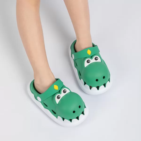 Meckior Toddler Little Girls Boys Clogs Cute Cartoon Garden Water Sandals Lightweight Slipon Slides Slippers Children Kids Indoor Outdoor Summer Pool Beach ShoesToddlerLittle KidBDinosaur Green