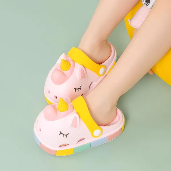 Meckior Toddler Little Girls Boys Clogs Cute Cartoon Garden Water Sandals Lightweight Slipon Slides Slippers Children Kids Indoor Outdoor Summer Pool Beach ShoesToddlerLittle KidAUnicorn Pink