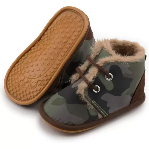 Meckior Baby Booties Newborn Infant Unisex Baby Girls Boys Velvet Rubber AnitSlip Sole Shoes Toddler Fleece Cozy Winter Warm Prewalker BootsA08Green With Fleece