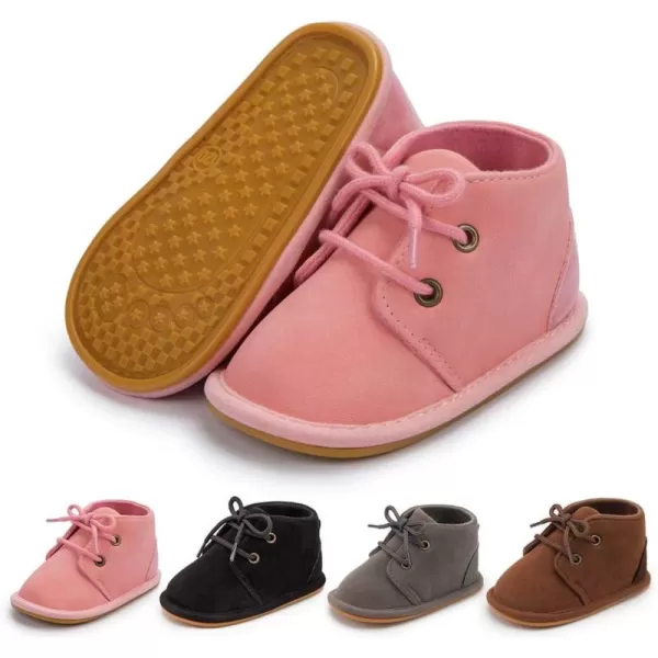 Meckior Baby Booties Newborn Infant Unisex Baby Girls Boys Velvet Rubber AnitSlip Sole Shoes Toddler Fleece Cozy Winter Warm Prewalker BootsA10Pink With Common Lining