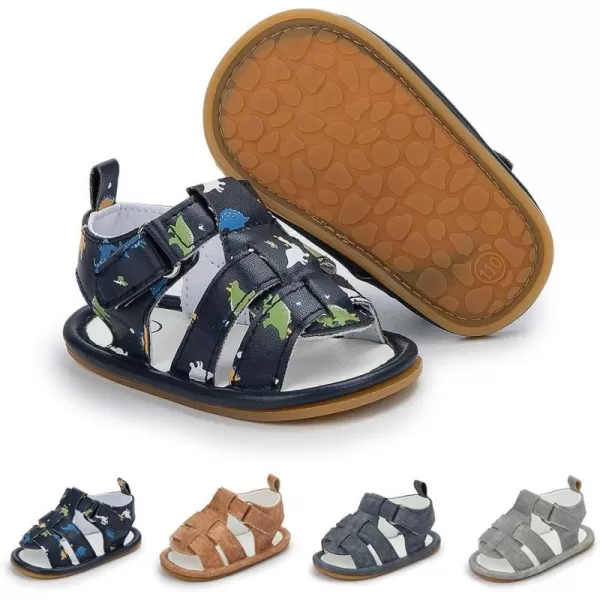 Meckior Baby Infant Boy Girl Sandals Newborn NonSlip Soft Rubber Sole Sandals for Baby Boys OpenToe Outdoor Casual Summer First Walkers ShoesA01Deep Blue With Rubber Sole
