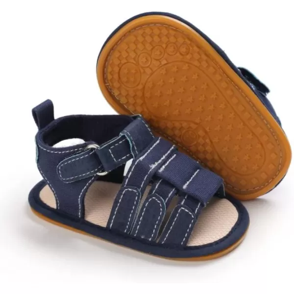 Meckior Baby Infant Boy Girl Sandals Newborn NonSlip Soft Rubber Sole Sandals for Baby Boys OpenToe Outdoor Casual Summer First Walkers ShoesB01Blue With Rubber Sole