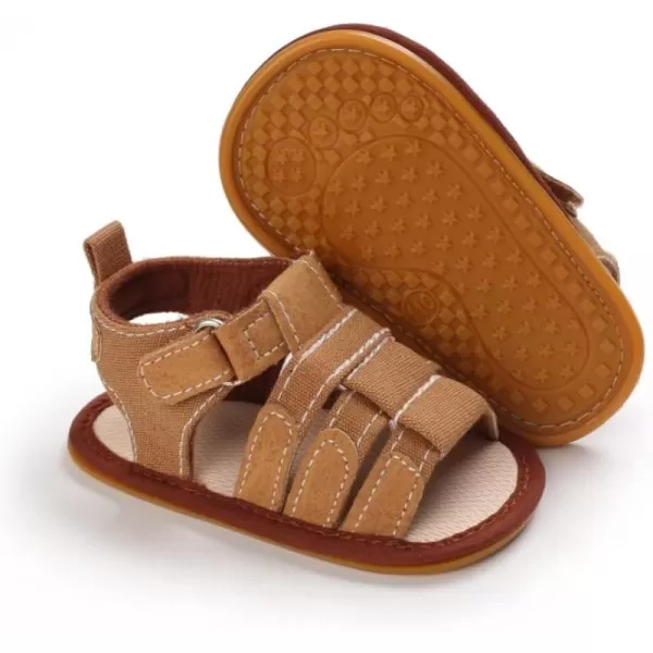 Meckior Baby Infant Boy Girl Sandals Newborn NonSlip Soft Rubber Sole Sandals for Baby Boys OpenToe Outdoor Casual Summer First Walkers ShoesB01Brown With Rubber Sole