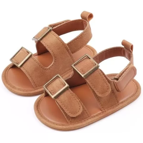 Meckior Baby Infant Boy Girl Sandals Newborn NonSlip Soft Rubber Sole Sandals for Baby Boys OpenToe Outdoor Casual Summer First Walkers ShoesB10Brown