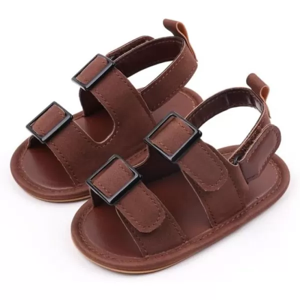 Meckior Baby Infant Boy Girl Sandals Newborn NonSlip Soft Rubber Sole Sandals for Baby Boys OpenToe Outdoor Casual Summer First Walkers ShoesB10Deep Brown