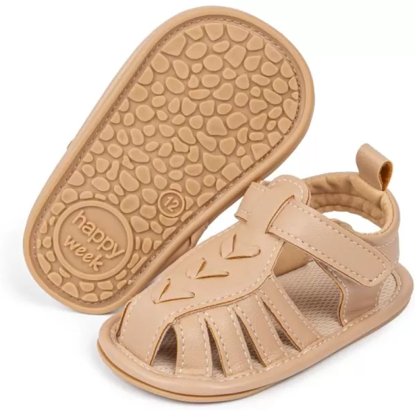 Meckior Baby Infant Boy Girl Sandals Newborn NonSlip Soft Rubber Sole Sandals for Baby Boys OpenToe Outdoor Casual Summer First Walkers ShoesD05Apricot