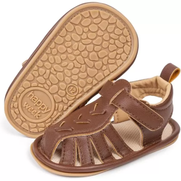 Meckior Baby Infant Boy Girl Sandals Newborn NonSlip Soft Rubber Sole Sandals for Baby Boys OpenToe Outdoor Casual Summer First Walkers ShoesD05Brown