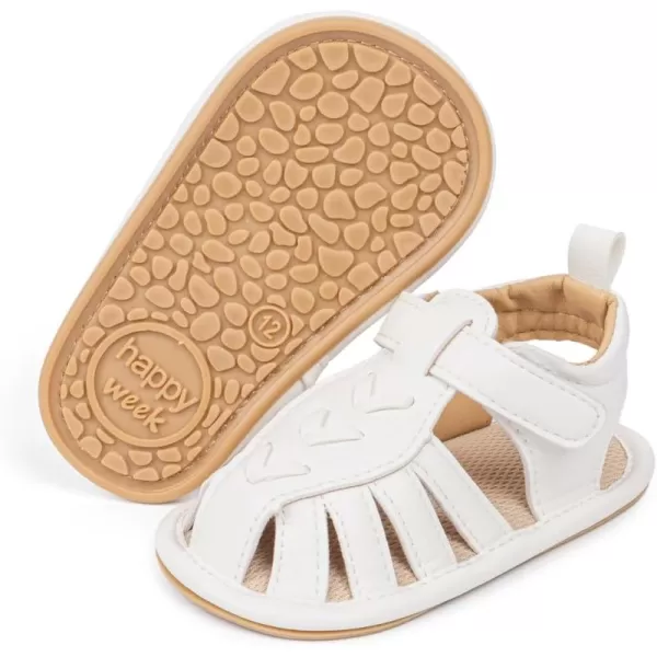 Meckior Baby Infant Boy Girl Sandals Newborn NonSlip Soft Rubber Sole Sandals for Baby Boys OpenToe Outdoor Casual Summer First Walkers ShoesD05White