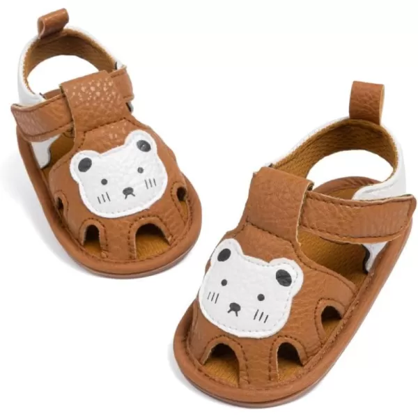 Meckior Baby Infant Boy Girl Sandals Newborn NonSlip Soft Rubber Sole Sandals for Baby Boys OpenToe Outdoor Casual Summer First Walkers ShoesD10Brown