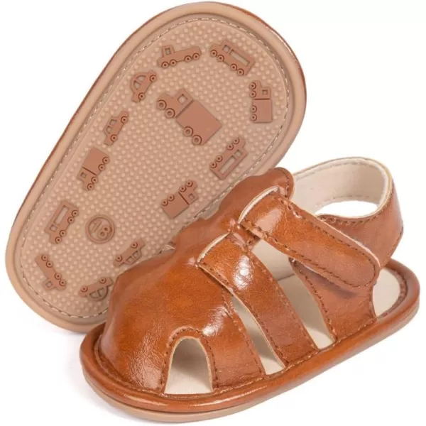 Meckior Baby Infant Boy Girl Sandals Newborn NonSlip Soft Rubber Sole Sandals for Baby Boys OpenToe Outdoor Casual Summer First Walkers ShoesDBrown