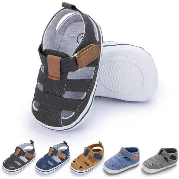 Meckior Baby Infant Boy Girl Sandals Newborn NonSlip Soft Rubber Sole Sandals for Baby Boys OpenToe Outdoor Casual Summer First Walkers ShoesE01Black
