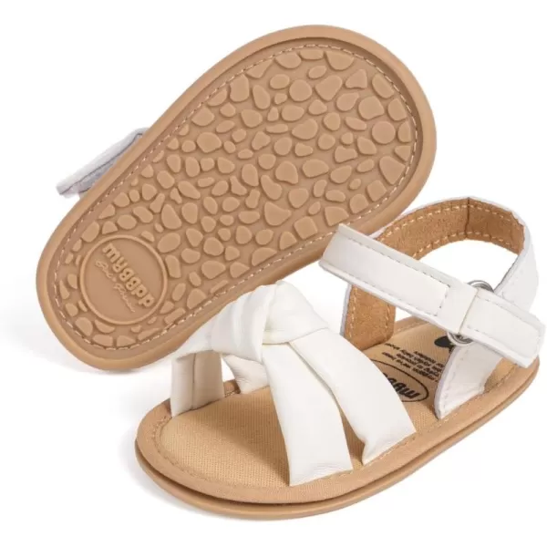 Meckior Baby Toddler Infant Girls PU Leather Soft Open Toe Summer Sandals Flower Princess Flat ShoesA15White