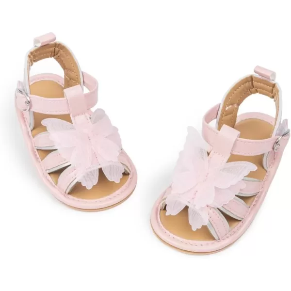 Meckior Baby Toddler Infant Girls PU Leather Soft Open Toe Summer Sandals Flower Princess Flat ShoesA20Pink