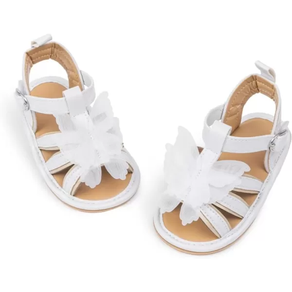 Meckior Baby Toddler Infant Girls PU Leather Soft Open Toe Summer Sandals Flower Princess Flat ShoesA20White