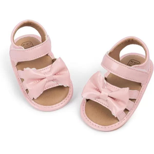 Meckior Baby Toddler Infant Girls PU Leather Soft Open Toe Summer Sandals Flower Princess Flat ShoesA40Pink