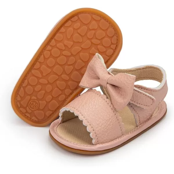 Meckior Baby Toddler Infant Girls PU Leather Soft Open Toe Summer Sandals Flower Princess Flat ShoesB01Pink