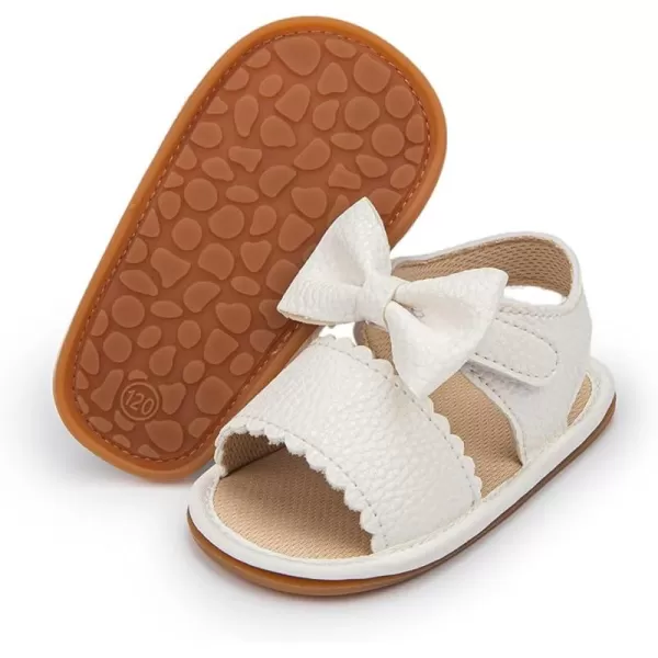 Meckior Baby Toddler Infant Girls PU Leather Soft Open Toe Summer Sandals Flower Princess Flat ShoesB01White