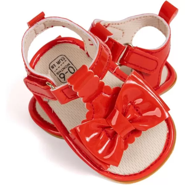 Meckior Baby Toddler Infant Girls PU Leather Soft Open Toe Summer Sandals Flower Princess Flat ShoesB06Red
