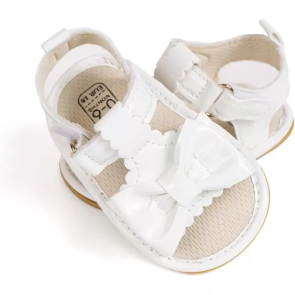 Meckior Baby Toddler Infant Girls PU Leather Soft Open Toe Summer Sandals Flower Princess Flat ShoesB06White