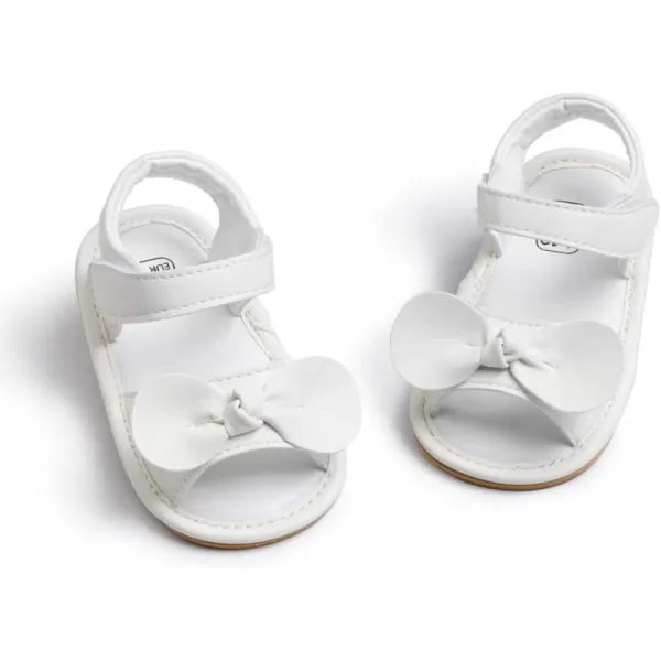 Meckior Baby Toddler Infant Girls PU Leather Soft Open Toe Summer Sandals Flower Princess Flat ShoesB11White