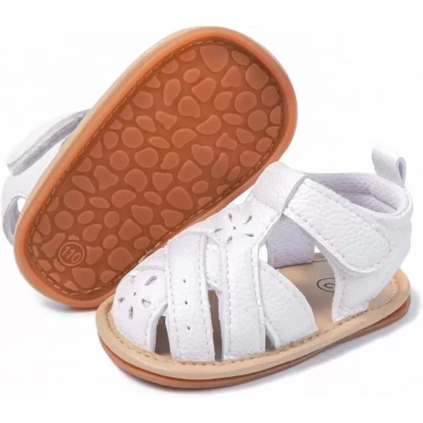 Meckior Baby Toddler Infant Girls PU Leather Soft Open Toe Summer Sandals Flower Princess Flat ShoesZ01White