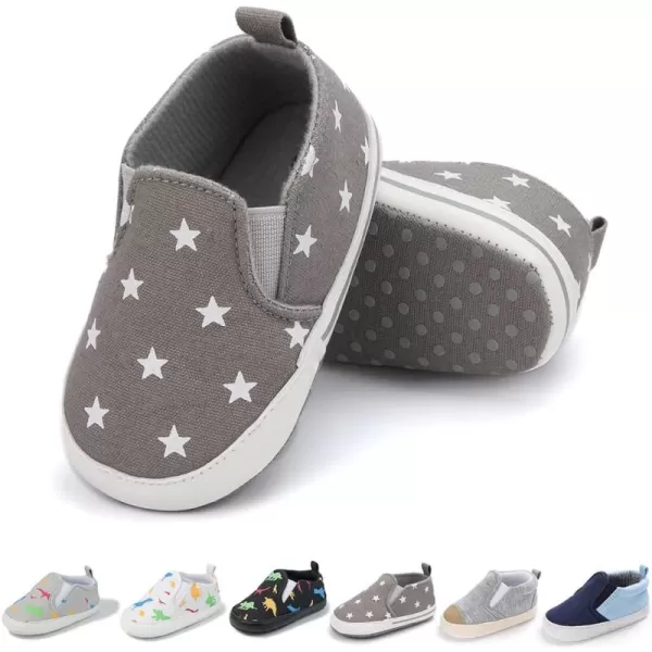 Meckior Infant Baby Girls Boys Canvas Shoes Soft Sole Toddler Slip On Newborn Crib Moccasins Casual Sneaker Austin Boys Flat Lazy Loafers First Walkers Skate ShoeZ06Gray