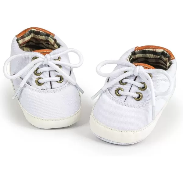 Meckior Infant Baby Girls Boys Canvas Shoes Soft Sole Toddler Slip On Newborn Crib Moccasins Casual Sneaker Austin Boys Flat Lazy Loafers First Walkers Skate ShoeB10White With Rubber Sole