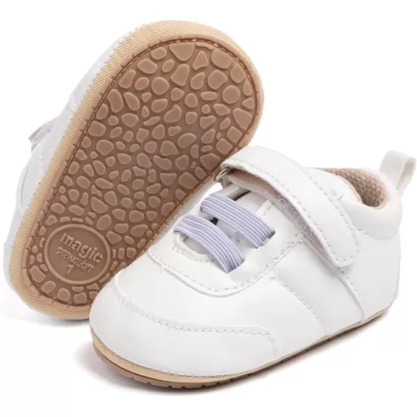 Meckior Infant Baby Girls Boys Canvas Shoes Soft Sole Toddler Slip On Newborn Crib Moccasins Casual Sneaker Austin Boys Flat Lazy Loafers First Walkers Skate ShoeB05White
