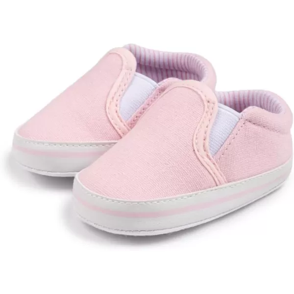 Meckior Infant Baby Girls Boys Canvas Shoes Soft Sole Toddler Slip On Newborn Crib Moccasins Casual Sneaker Austin Boys Flat Lazy Loafers First Walkers Skate ShoeD20Pink