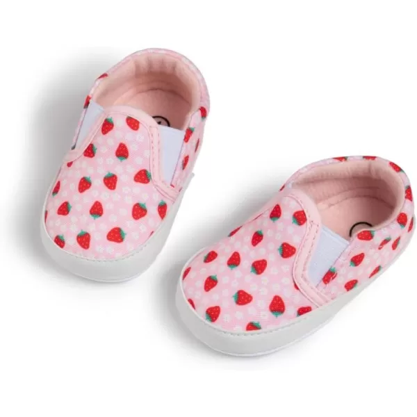 Meckior Infant Baby Girls Boys Canvas Shoes Soft Sole Toddler Slip On Newborn Crib Moccasins Casual Sneaker Austin Boys Flat Lazy Loafers First Walkers Skate ShoeD20Pink Strawberry
