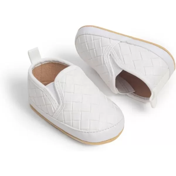 Meckior Infant Baby Girls Boys Canvas Shoes Soft Sole Toddler Slip On Newborn Crib Moccasins Casual Sneaker Austin Boys Flat Lazy Loafers First Walkers Skate ShoeB01White