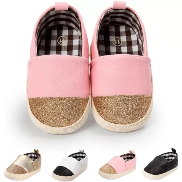 Meckior Infant Baby Girls Boys Canvas Shoes Soft Sole Toddler Slip On Newborn Crib Moccasins Casual Sneaker Austin Boys Flat Lazy Loafers First Walkers Skate ShoeG01Pink