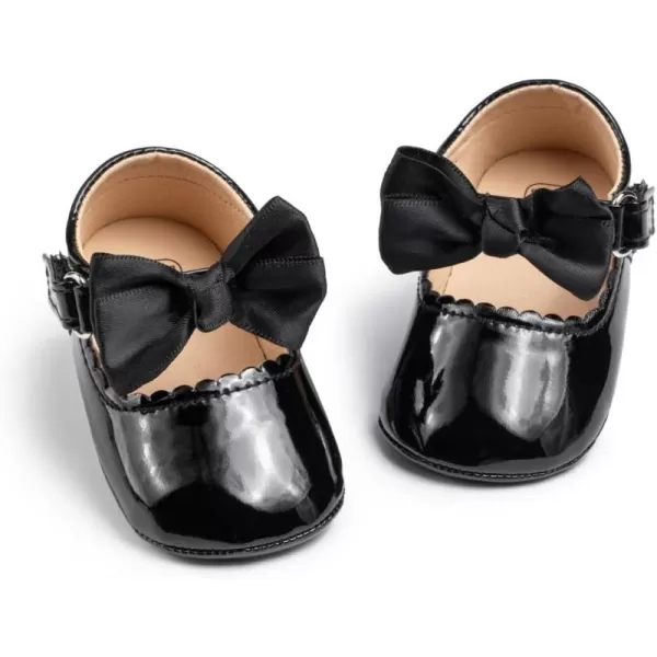 Meckior Infant Baby Girls Boys Handmade Princess Flats Toddler First Walkers Soft PU Leather NonSlip Crib Wedding Dress ShoesA02Black