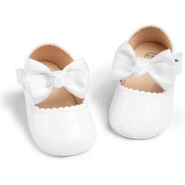 Meckior Infant Baby Girls Boys Handmade Princess Flats Toddler First Walkers Soft PU Leather NonSlip Crib Wedding Dress ShoesA02White