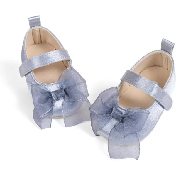 Meckior Infant Baby Girls Boys Handmade Princess Flats Toddler First Walkers Soft PU Leather NonSlip Crib Wedding Dress ShoesA03Grey