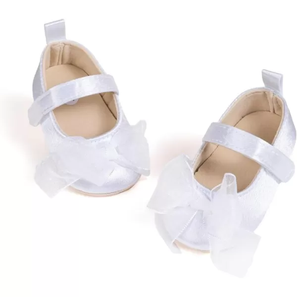 Meckior Infant Baby Girls Boys Handmade Princess Flats Toddler First Walkers Soft PU Leather NonSlip Crib Wedding Dress ShoesA03White