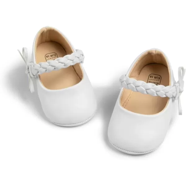 Meckior Infant Baby Girls Boys Handmade Princess Flats Toddler First Walkers Soft PU Leather NonSlip Crib Wedding Dress ShoesA04White