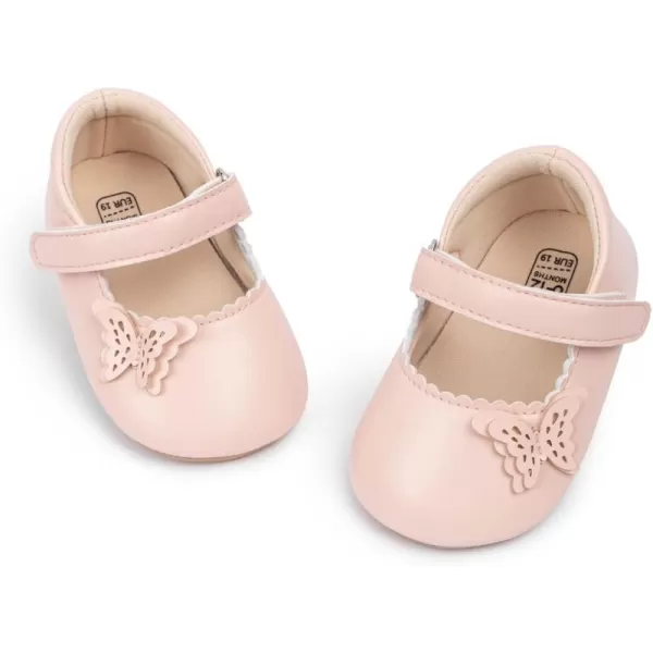 Meckior Infant Baby Girls Boys Handmade Princess Flats Toddler First Walkers Soft PU Leather NonSlip Crib Wedding Dress ShoesA06Pink